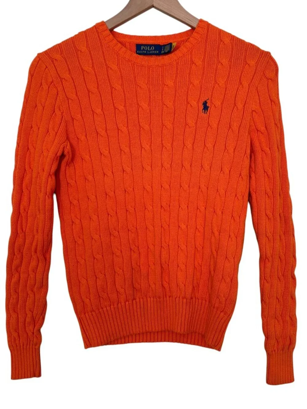 Polo Ralph Lauren Orange Cable Knit Cotton Crew Neck Sweater - Picture 1 of 6